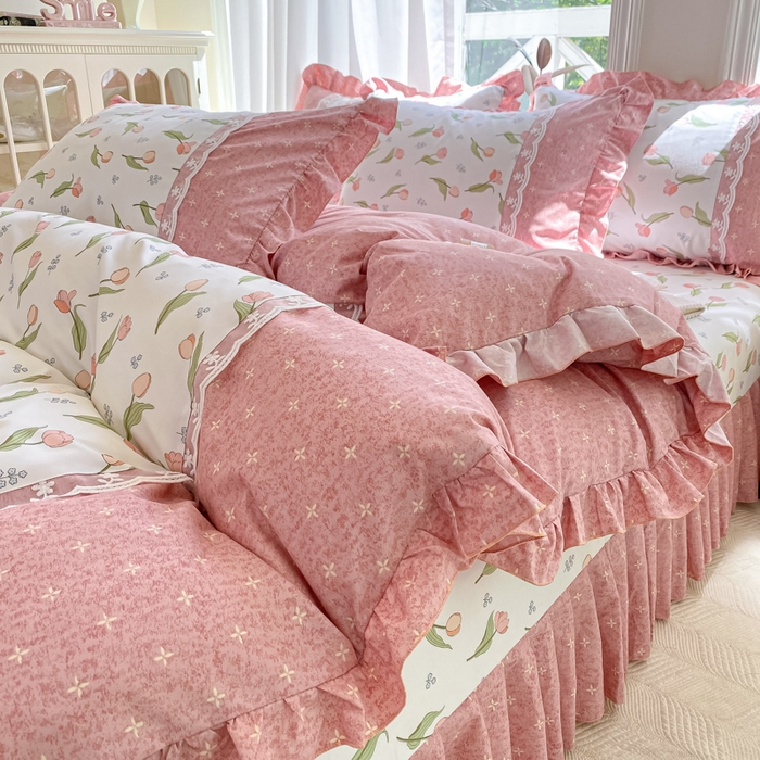 91家纺网 家纺一手货源 找家纺 （总）皇谱家纺 2025新款A类有氧木棉床裙四件套