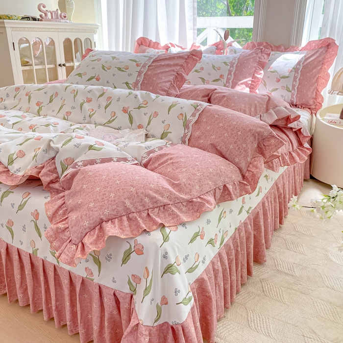 91家纺网 家纺一手货源 找家纺 （总）皇谱家纺 2025新款A类有氧木棉床裙四件套