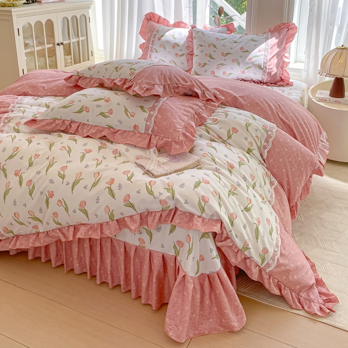 91家纺网 家纺一手货源 找家纺 （总）皇谱家纺 2025新款A类有氧木棉床裙四件套