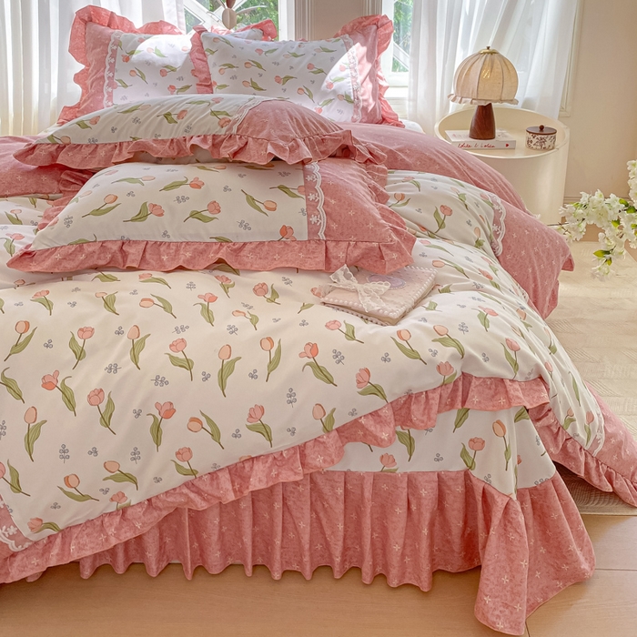 91家纺网 家纺一手货源 找家纺 （总）皇谱家纺 2025新款A类有氧木棉床裙四件套