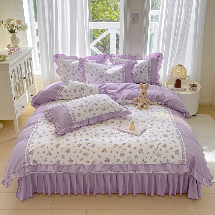 91家纺网 家纺一手货源 找家纺 （总）皇谱家纺 2025新款A类有氧木棉床裙四件套