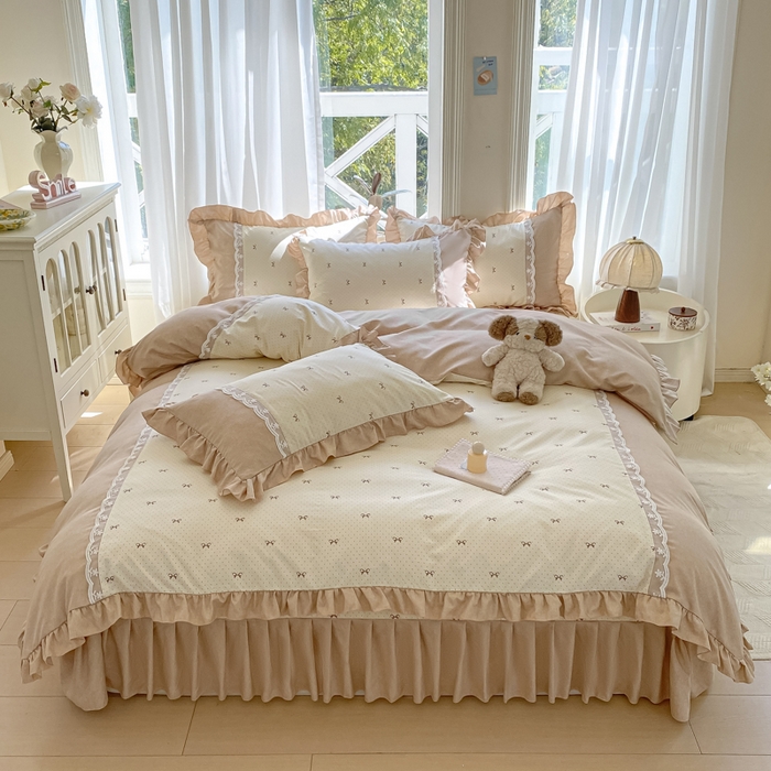 91家纺网 家纺一手货源 找家纺 （总）皇谱家纺 2025新款A类有氧木棉床裙四件套