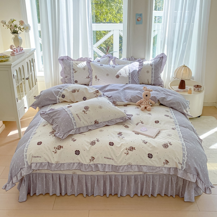 91家纺网 家纺一手货源 找家纺 （总）皇谱家纺 2025新款A类有氧木棉床裙四件套