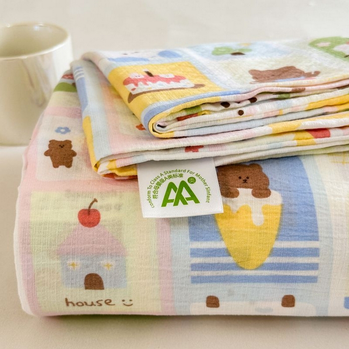 温眠家纺 2025春夏新款A类云感棉双层纱床单单床单枕套三件套 春日花花