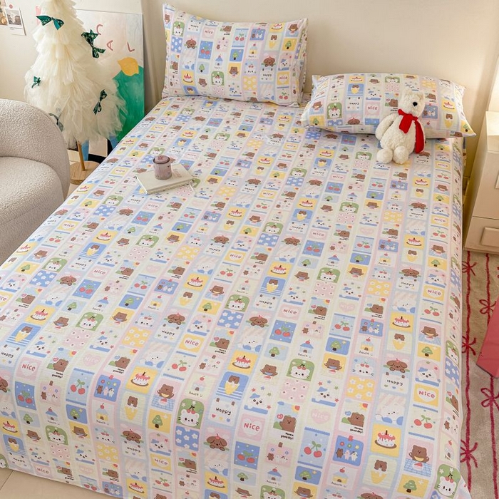 91家纺网 家纺一手货源 找家纺 温眠家纺 2025春夏新款A类云感棉双层纱床单单床单枕套三件套 春日花花