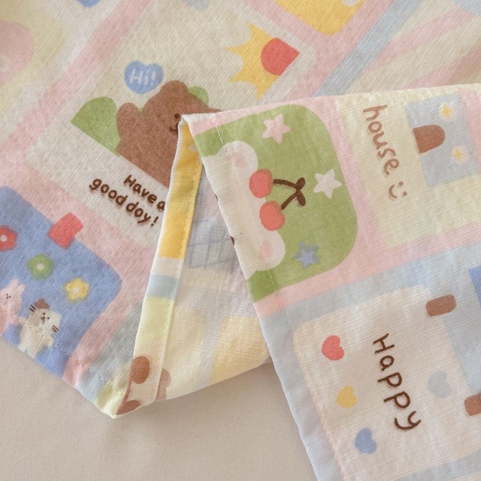 91家纺网 家纺一手货源 找家纺 温眠家纺 2025春夏新款A类云感棉双层纱床单单床单枕套三件套 春日花花