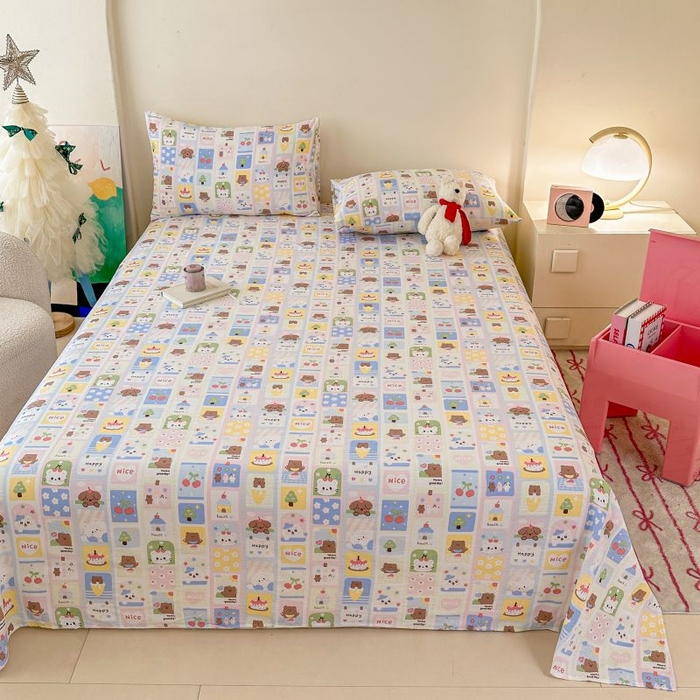 91家纺网 家纺一手货源 找家纺 温眠家纺 2025春夏新款A类云感棉双层纱床单单床单枕套三件套 春日花花