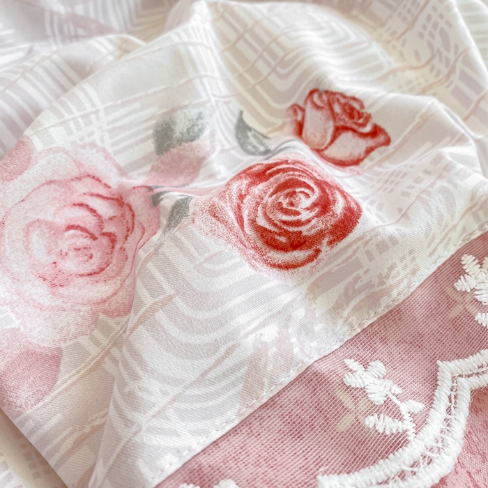 91家纺网 家纺一手货源 找家纺 皇谱家纺 2025新款A类有氧木棉床裙四件套 恋曲-红