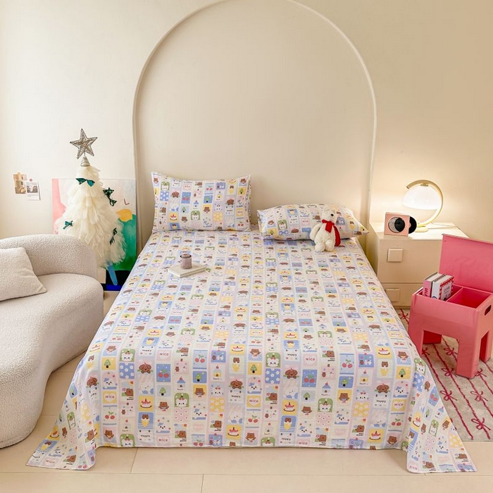 91家纺网 家纺一手货源 找家纺 温眠家纺 2025春夏新款A类云感棉双层纱床单单床单枕套三件套 春日花花