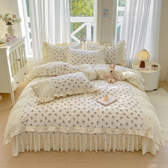 皇谱家纺 2025新款A类有氧木棉床裙四件套 漫日之夏