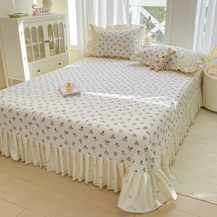 91家纺网 家纺一手货源 找家纺 皇谱家纺 2025新款A类有氧木棉床裙四件套 漫日之夏