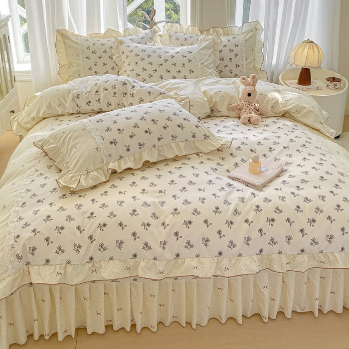 91家纺网 家纺一手货源 找家纺 皇谱家纺 2025新款A类有氧木棉床裙四件套 漫日之夏