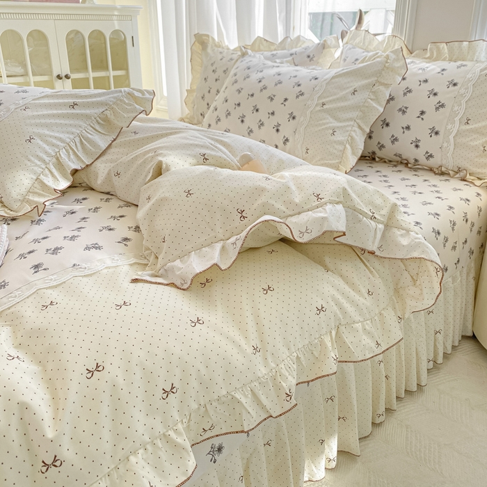 91家纺网 家纺一手货源 找家纺 皇谱家纺 2025新款A类有氧木棉床裙四件套 漫日之夏