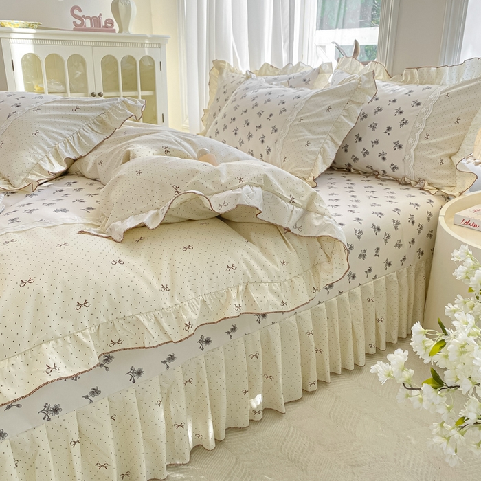 91家纺网 家纺一手货源 找家纺 皇谱家纺 2025新款A类有氧木棉床裙四件套 漫日之夏