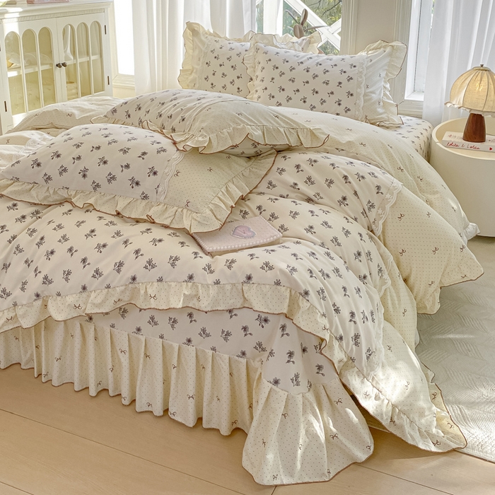 91家纺网 家纺一手货源 找家纺 皇谱家纺 2025新款A类有氧木棉床裙四件套 漫日之夏