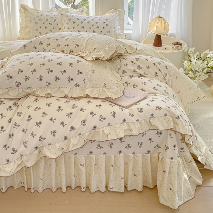 91家纺网 家纺一手货源 找家纺 皇谱家纺 2025新款A类有氧木棉床裙四件套 漫日之夏