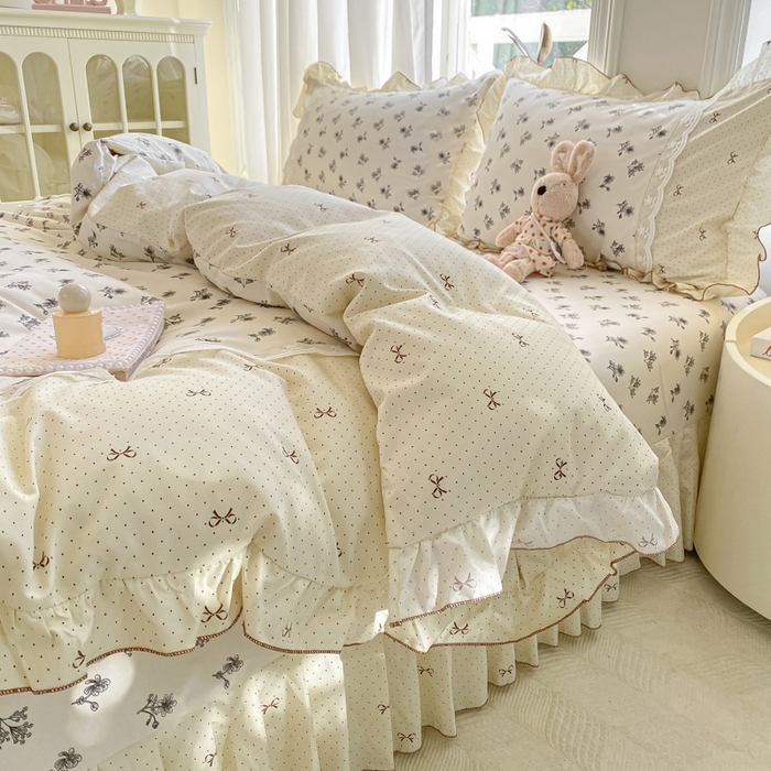 91家纺网 家纺一手货源 找家纺 皇谱家纺 2025新款A类有氧木棉床裙四件套 漫日之夏