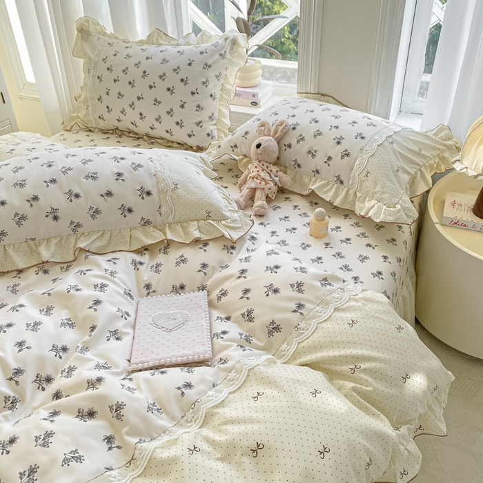 91家纺网 家纺一手货源 找家纺 皇谱家纺 2025新款A类有氧木棉床裙四件套 漫日之夏