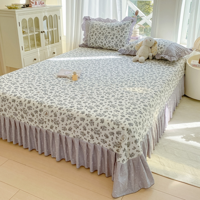 91家纺网 家纺一手货源 找家纺 皇谱家纺 2025新款A类有氧木棉床裙四件套 墨雨云间