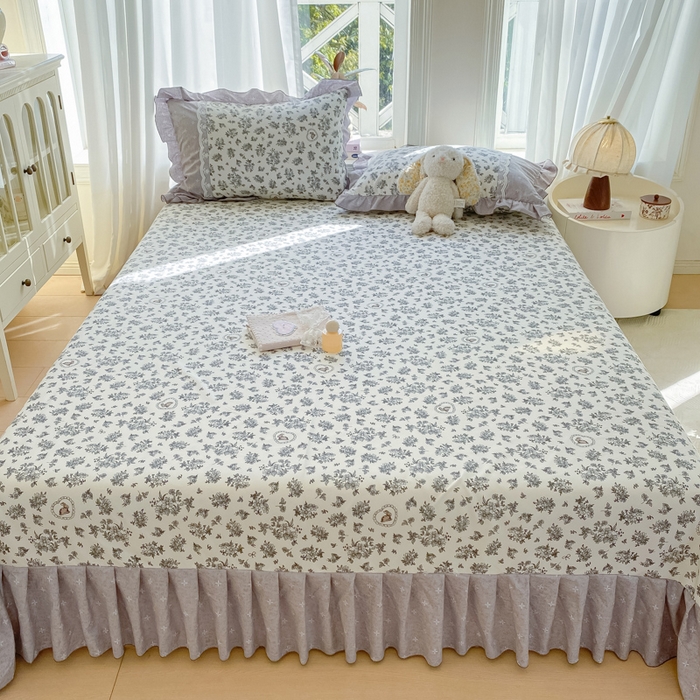 91家纺网 家纺一手货源 找家纺 皇谱家纺 2025新款A类有氧木棉床裙四件套 墨雨云间