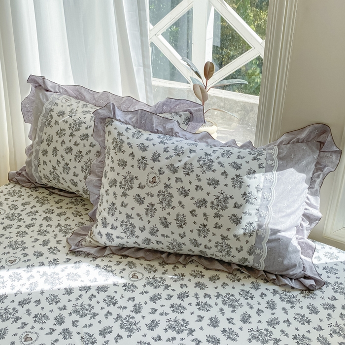 91家纺网 家纺一手货源 找家纺 皇谱家纺 2025新款A类有氧木棉床裙四件套 墨雨云间