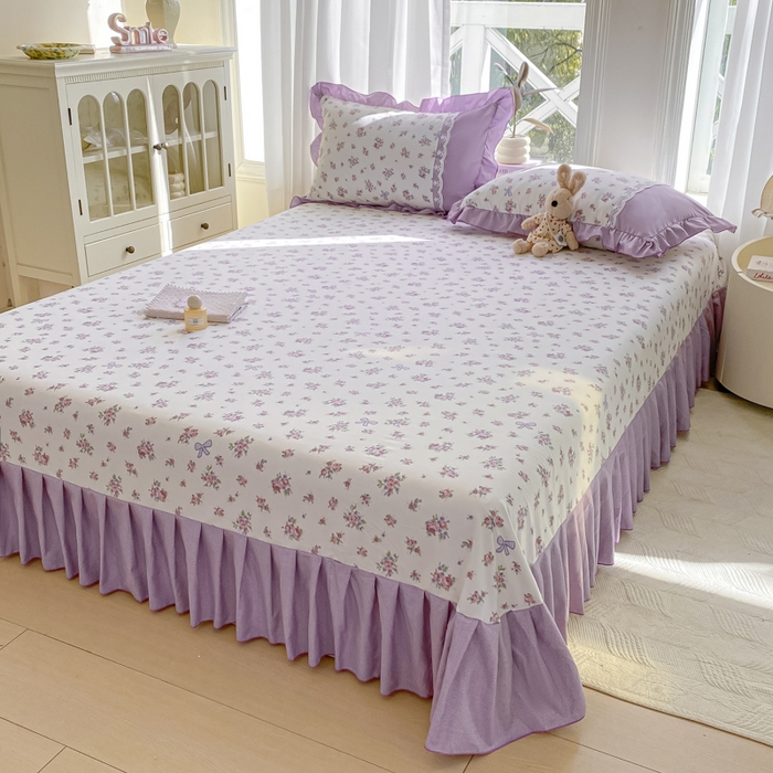 91家纺网 家纺一手货源 找家纺 皇谱家纺 2025新款A类有氧木棉床裙四件套 沐雨栉风