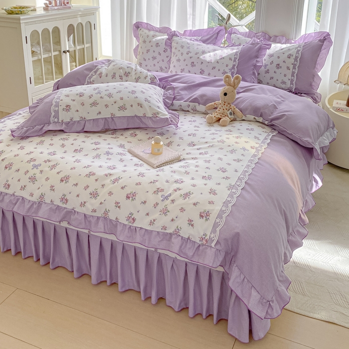 91家纺网 家纺一手货源 找家纺 皇谱家纺 2025新款A类有氧木棉床裙四件套 沐雨栉风