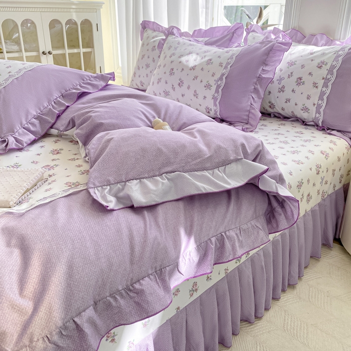 91家纺网 家纺一手货源 找家纺 皇谱家纺 2025新款A类有氧木棉床裙四件套 沐雨栉风