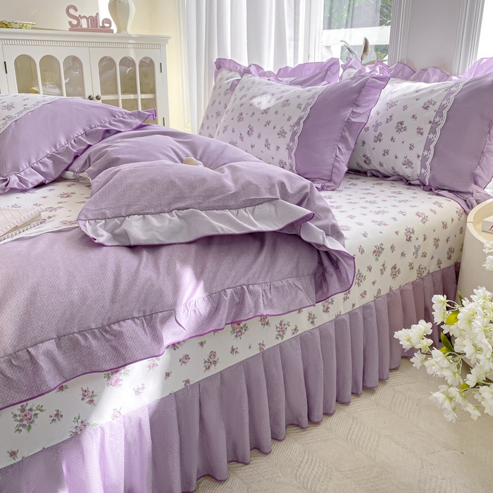 91家纺网 家纺一手货源 找家纺 皇谱家纺 2025新款A类有氧木棉床裙四件套 沐雨栉风