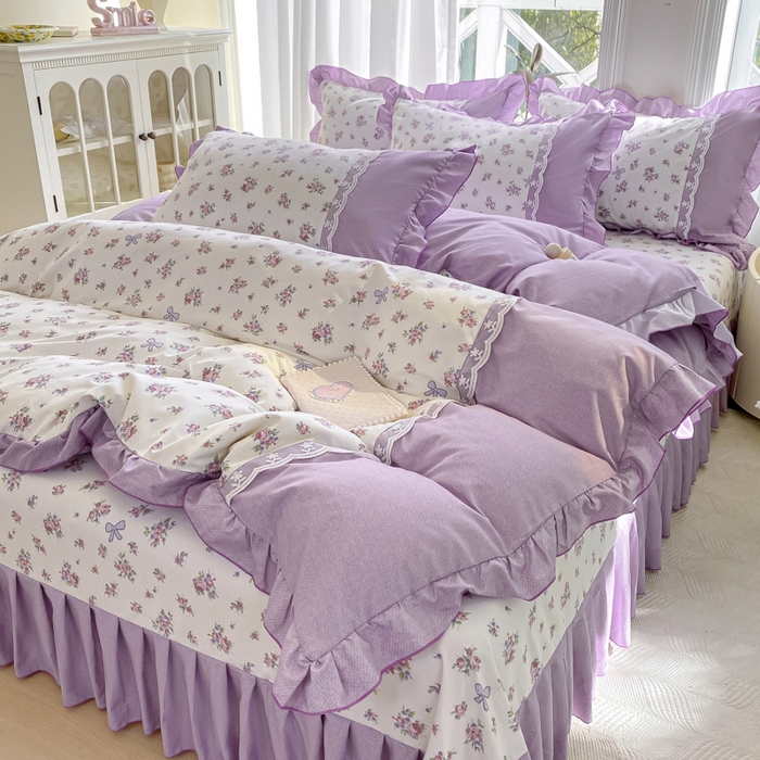 91家纺网 家纺一手货源 找家纺 皇谱家纺 2025新款A类有氧木棉床裙四件套 沐雨栉风