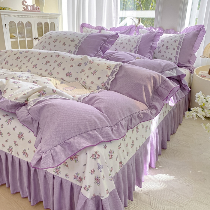 91家纺网 家纺一手货源 找家纺 皇谱家纺 2025新款A类有氧木棉床裙四件套 沐雨栉风