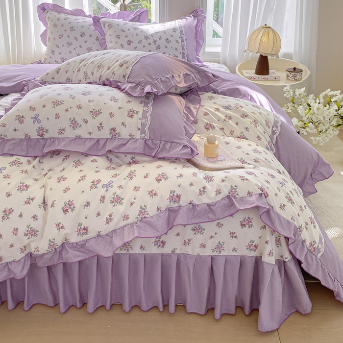 91家纺网 家纺一手货源 找家纺 皇谱家纺 2025新款A类有氧木棉床裙四件套 沐雨栉风