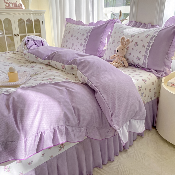 91家纺网 家纺一手货源 找家纺 皇谱家纺 2025新款A类有氧木棉床裙四件套 沐雨栉风