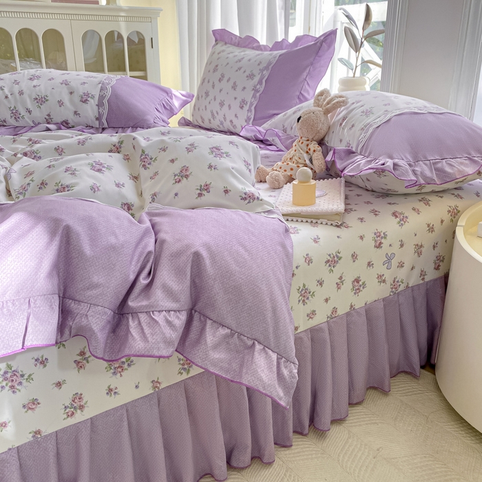 91家纺网 家纺一手货源 找家纺 皇谱家纺 2025新款A类有氧木棉床裙四件套 沐雨栉风