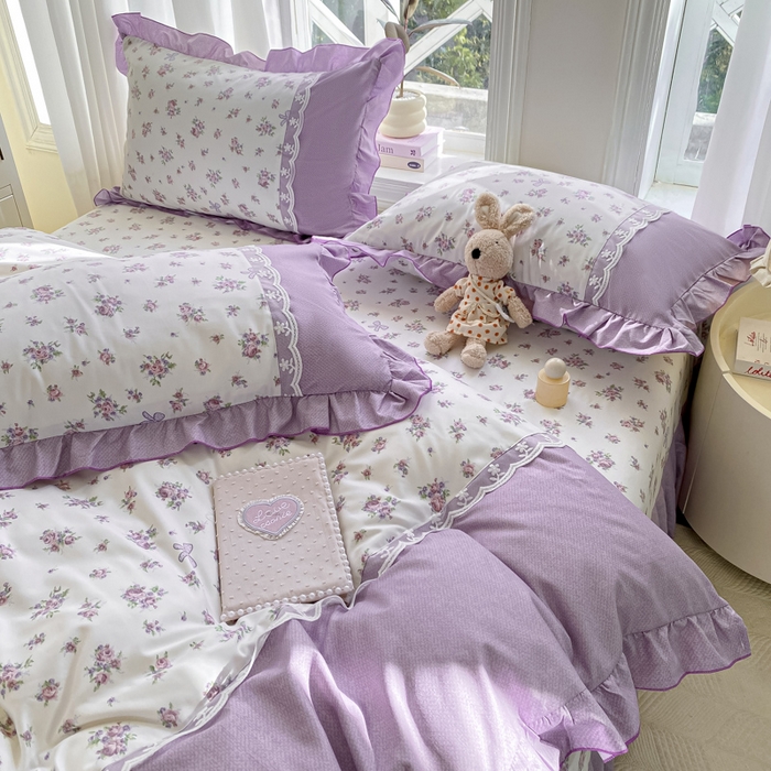 91家纺网 家纺一手货源 找家纺 皇谱家纺 2025新款A类有氧木棉床裙四件套 沐雨栉风