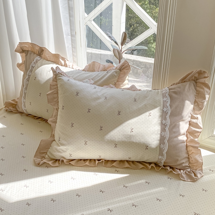 91家纺网 家纺一手货源 找家纺 皇谱家纺 2025新款A类有氧木棉床裙四件套 淑女屋-米黄