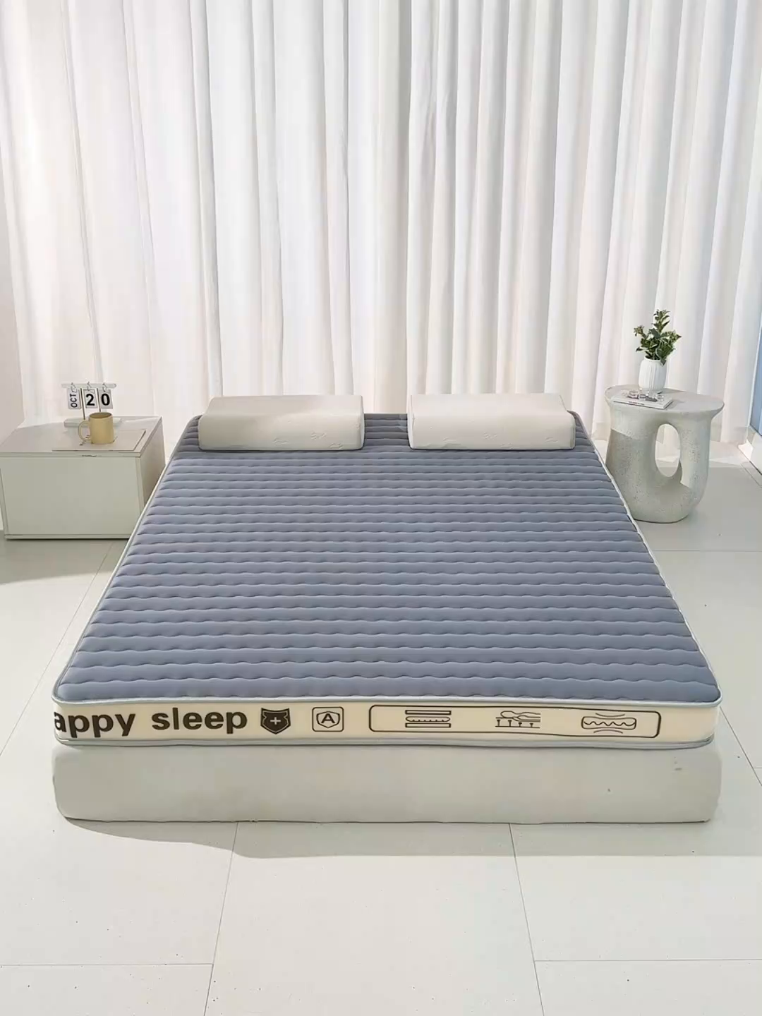91家纺网 家纺一手货源 找家纺 顺发床垫 2025新款A类牛奶丝乳胶抗压棉床垫 H熊--蓝-10cm