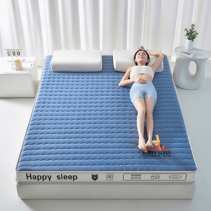 91家纺网 家纺一手货源 找家纺 顺发床垫 2025新款A类牛奶丝乳胶抗压棉床垫 H熊--蓝-10cm