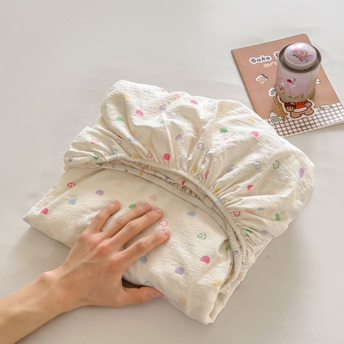 温眠家纺 2025春夏新款A类云感棉双层纱床笠单床笠枕套三件套 浪漫邂逅