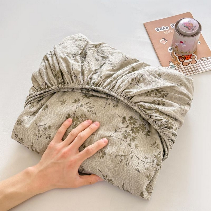 温眠家纺 2025春夏新款A类云感棉双层纱床笠单床笠枕套三件套 秋风萧瑟