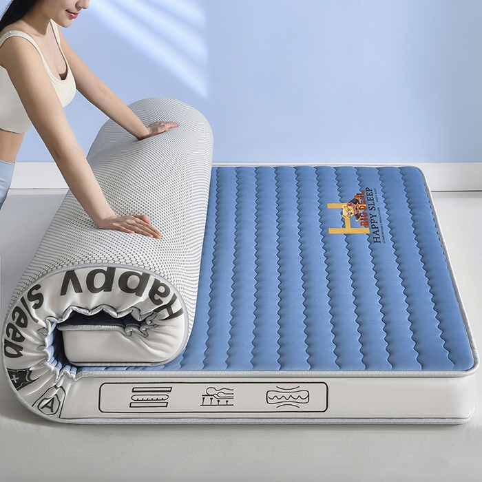顺发床垫 2025新款A类牛奶丝乳胶记忆海绵床垫 H熊--蓝-5cm