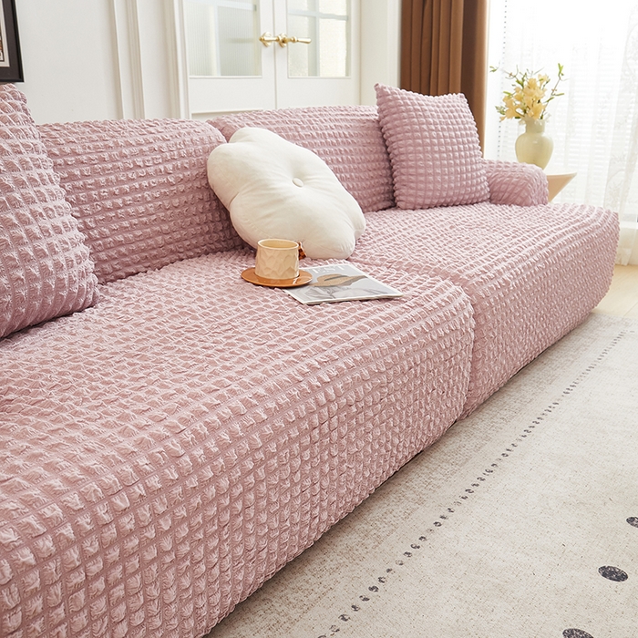 91家纺网 家纺一手货源 找家纺 （总）丝绮鹿 2025新款泡泡爆米花系列—直排松紧款沙发套