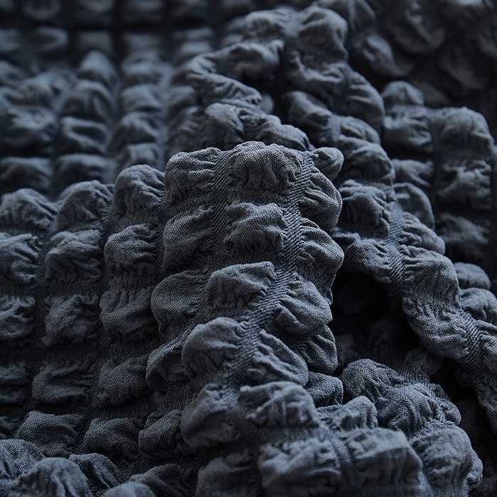 91家纺网 家纺一手货源 找家纺 丝绮鹿 2025新款泡泡爆米花系列—直排松紧款沙发套 碳灰