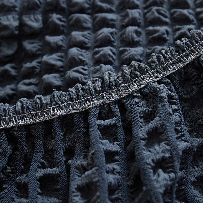 91家纺网 家纺一手货源 找家纺 丝绮鹿 2025新款泡泡爆米花系列—直排松紧款沙发套 碳灰