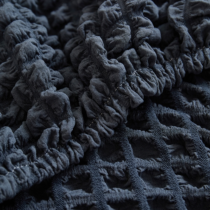 91家纺网 家纺一手货源 找家纺 丝绮鹿 2025新款泡泡爆米花系列—直排松紧款沙发套 碳灰