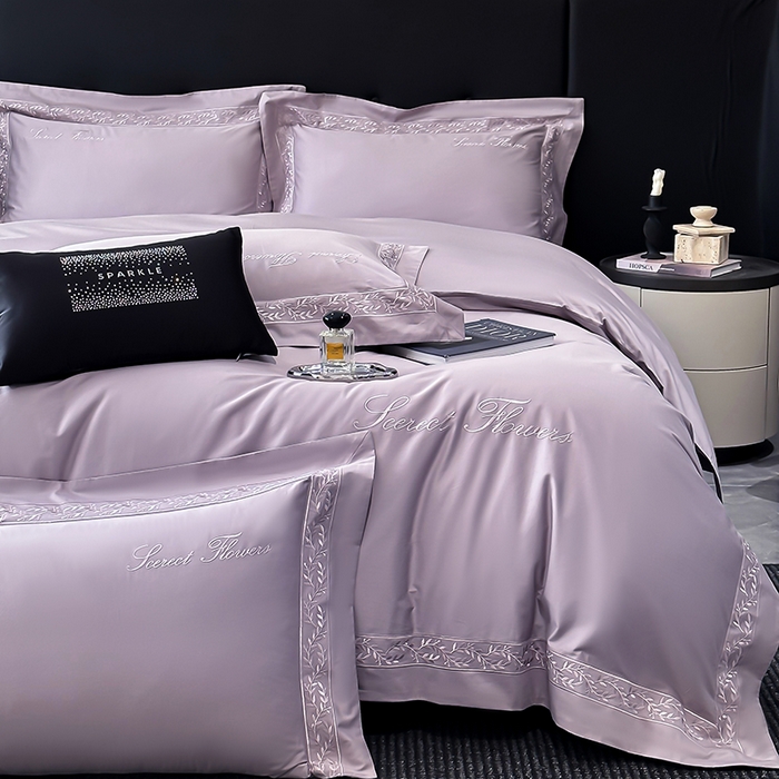 91家纺网 家纺一手货源 找家纺 安妮家居 2025新款全棉纯棉A类麦穗系列四件套 麦穗-紫色