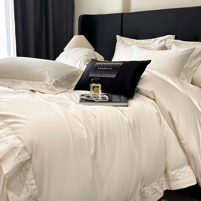 91家纺网 家纺一手货源 找家纺 安妮家居 2025新款全棉纯棉A类麦穗系列四件套 麦穗-米白