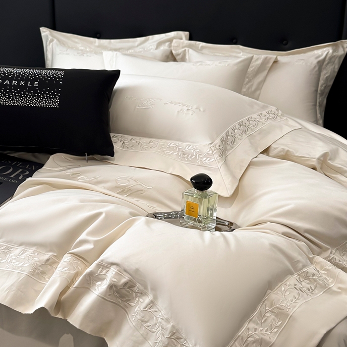 91家纺网 家纺一手货源 找家纺 安妮家居 2025新款全棉纯棉A类麦穗系列四件套 麦穗-米白