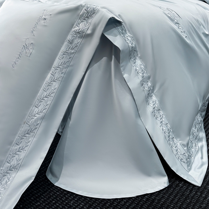 91家纺网 家纺一手货源 找家纺 安妮家居 2025新款全棉纯棉A类麦穗系列四件套 麦穗-浅蓝