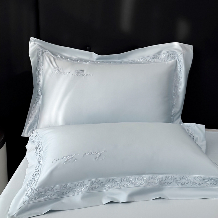 91家纺网 家纺一手货源 找家纺 安妮家居 2025新款全棉纯棉A类麦穗系列四件套 麦穗-浅蓝